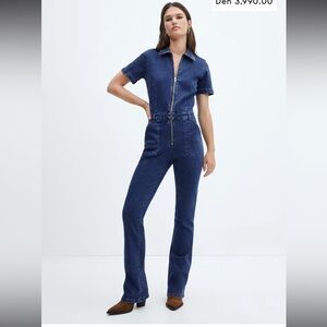 Mango MNG Denim zipper jumpsuit - Small